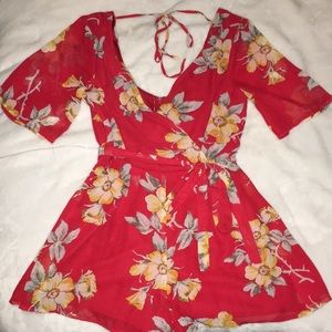 Charlotte Russe red floral romper